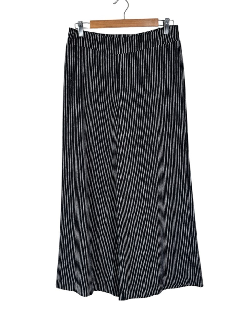 Adrianna Papell Black White Pinstriped Wide Leg Crop Pants Womens M Casual Beach